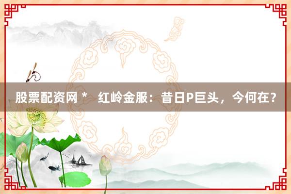 股票配资网 *   红岭金服：昔日P巨头，今何在？