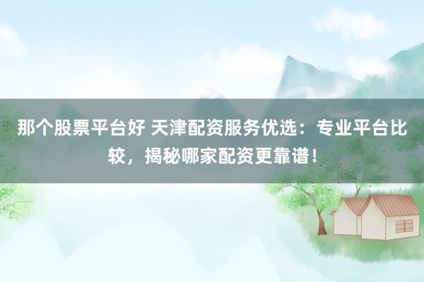 那个股票平台好 天津配资服务优选：专业平台比较，揭秘哪家配资更靠谱！