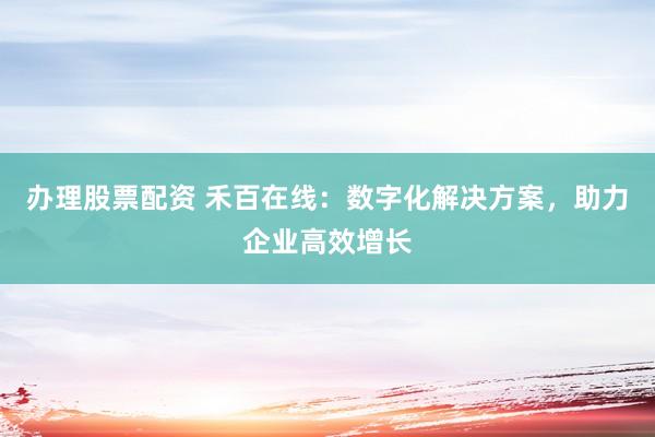 办理股票配资 禾百在线：数字化解决方案，助力企业高效增长