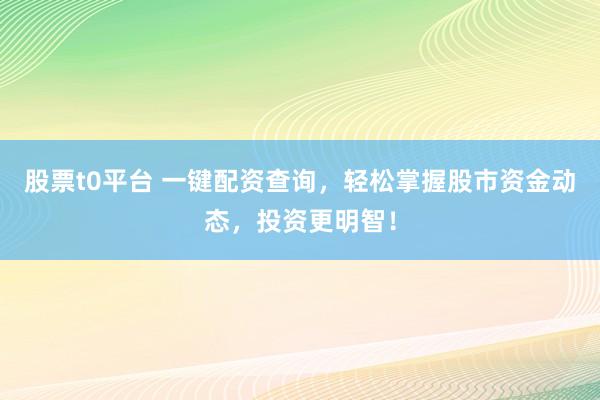 股票t0平台 一键配资查询，轻松掌握股市资金动态，投资更明智！