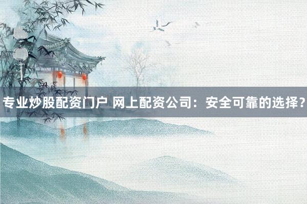 专业炒股配资门户 网上配资公司：安全可靠的选择？