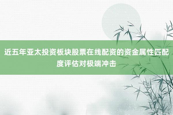 近五年亚太投资板块股票在线配资的资金属性匹配度评估对极端冲击