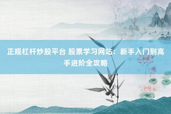 正规杠杆炒股平台 股票学习网站：新手入门到高手进阶全攻略