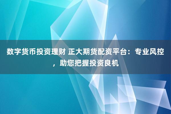 数字货币投资理财 正大期货配资平台：专业风控，助您把握投资良机