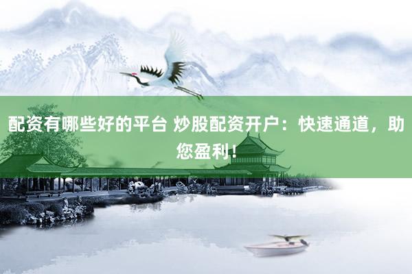 配资有哪些好的平台 炒股配资开户：快速通道，助您盈利！